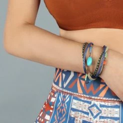 LA Style Rush Accessories Cheyenne Beaded Double Wrap Bracelet