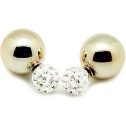 LA Style Rush Crystal Disco Ball Post Stud Earring In White/Gold