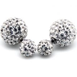 LA Style Rush Accessories Crystal Disco Ball Post Stud Earring In White
