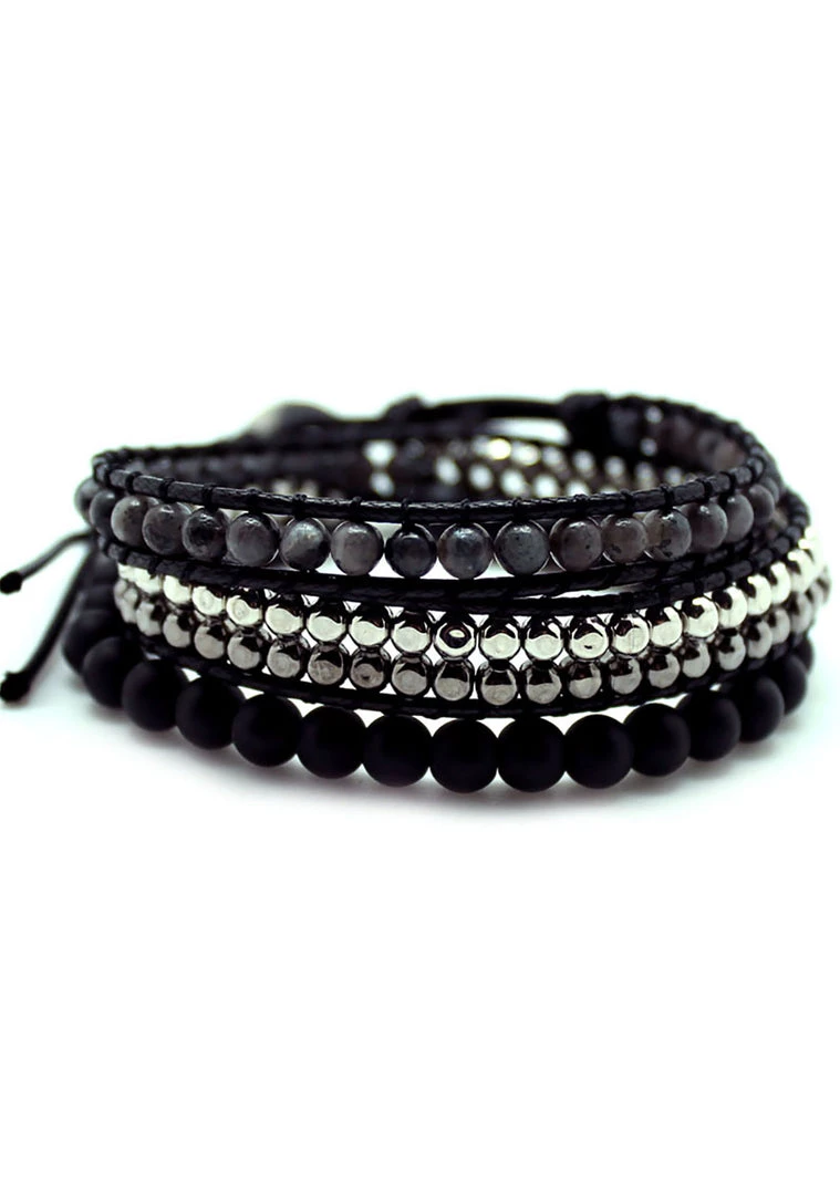 LA Style Rush X Katie Soleil Multi Beaded Wrap Bracelet In Black Accessories