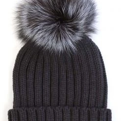 LA Style Rush Pom Knit Beanie In Black The Great Fantastic