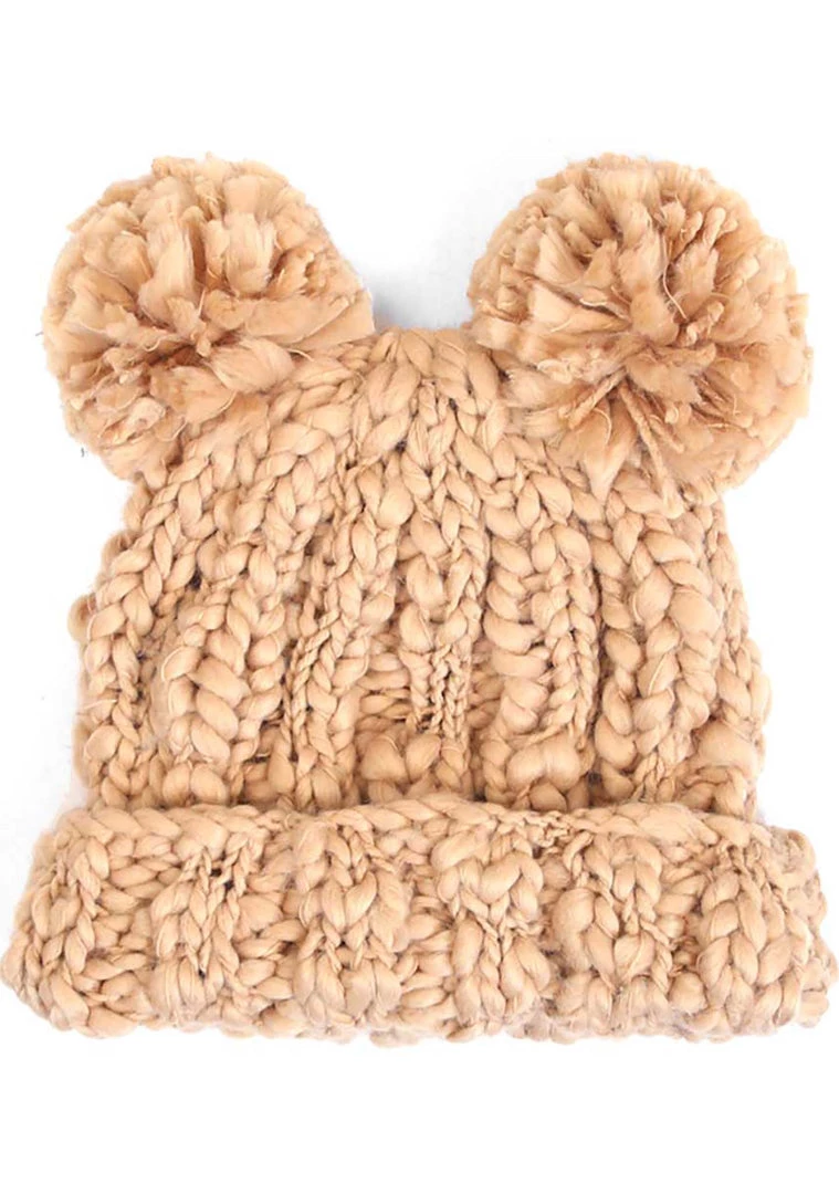 LA Style Rush The Great Fantastic Teddy Bear Knit Beanie In Camel 5 LA Style Rush The Great Fantastic Teddy Bear Knit Beanie In Camel