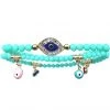 LASR Accessories Crystal Evil Eye Beaded Bracelet Set In Turquoise