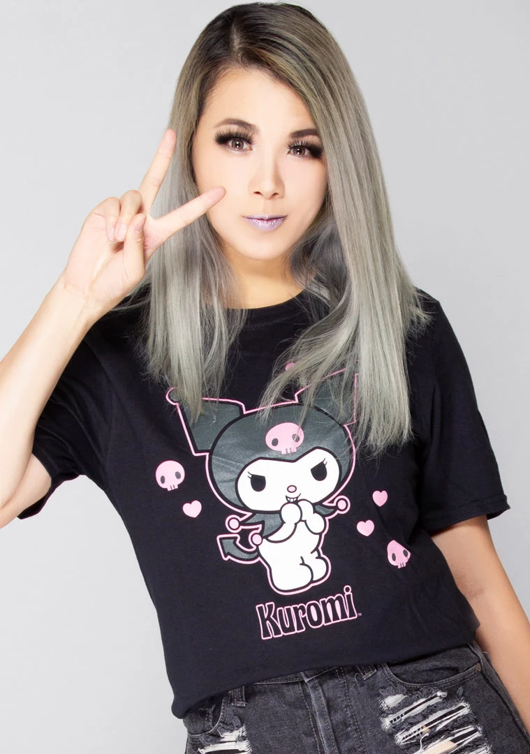 BIOWORLD The Great Fantastic X Sanrio Kuromi Hearts & Skulls T-Shirt 3 BIOWORLD The Great Fantastic X Sanrio Kuromi Hearts & Skulls T-Shirt
