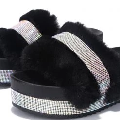 Cape Robbin The Great Fantastic Posh Life Faux Fur Rhinestone Platform Sandals