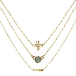 Charged Peace Amazonite Delicate Chain Necklace Set New
