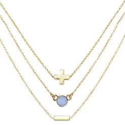 Charged Serenity Blue Agate Delicate Chain Necklace Set