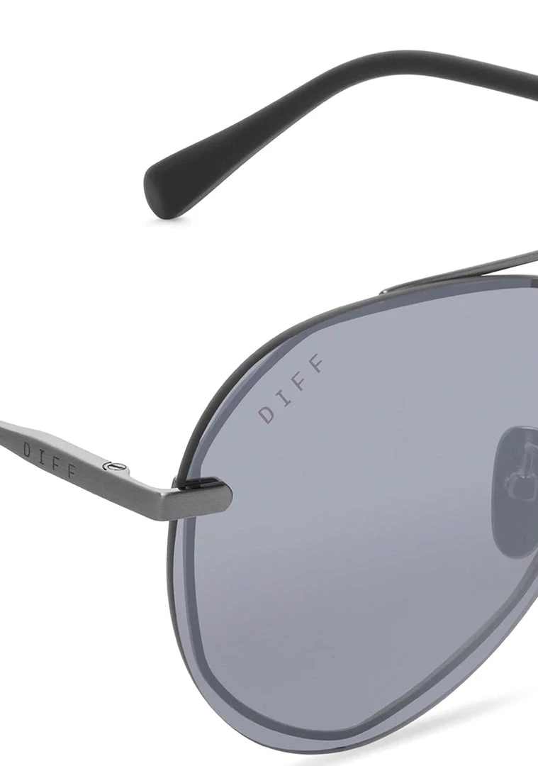 DIFF Eyewear Lenox Sunglasses In Brushed Silver/Grey Mirror Tea Room Cinema 6 DIFF Eyewear Lenox Sunglasses In Brushed Silver/Grey Mirror Tea Room Cinema