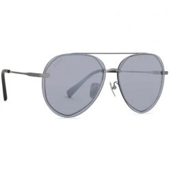 DIFF Eyewear Lenox Sunglasses In Brushed Silver/Grey Mirror Tea Room Cinema