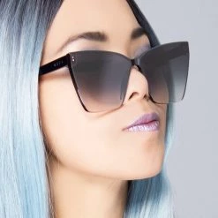 DIFF Eyewear New Goldie Sunglasses In Black/Smoke Flash