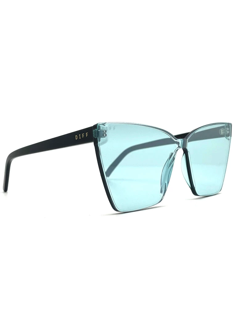 DIFF Eyewear Goldie Sunglasses In Black Turquoise Mirror New 6 DIFF Eyewear Goldie Sunglasses In Black Turquoise Mirror New