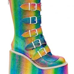 Demonia Mad World Kandi Hearts Platform Boots