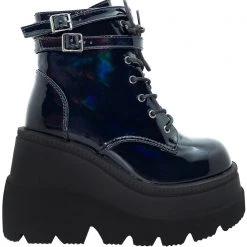 Demonia Shaker Hologram Platform Boots In Black Shoes 12 Demonia Shaker Hologram Platform Boots In Black Shoes
