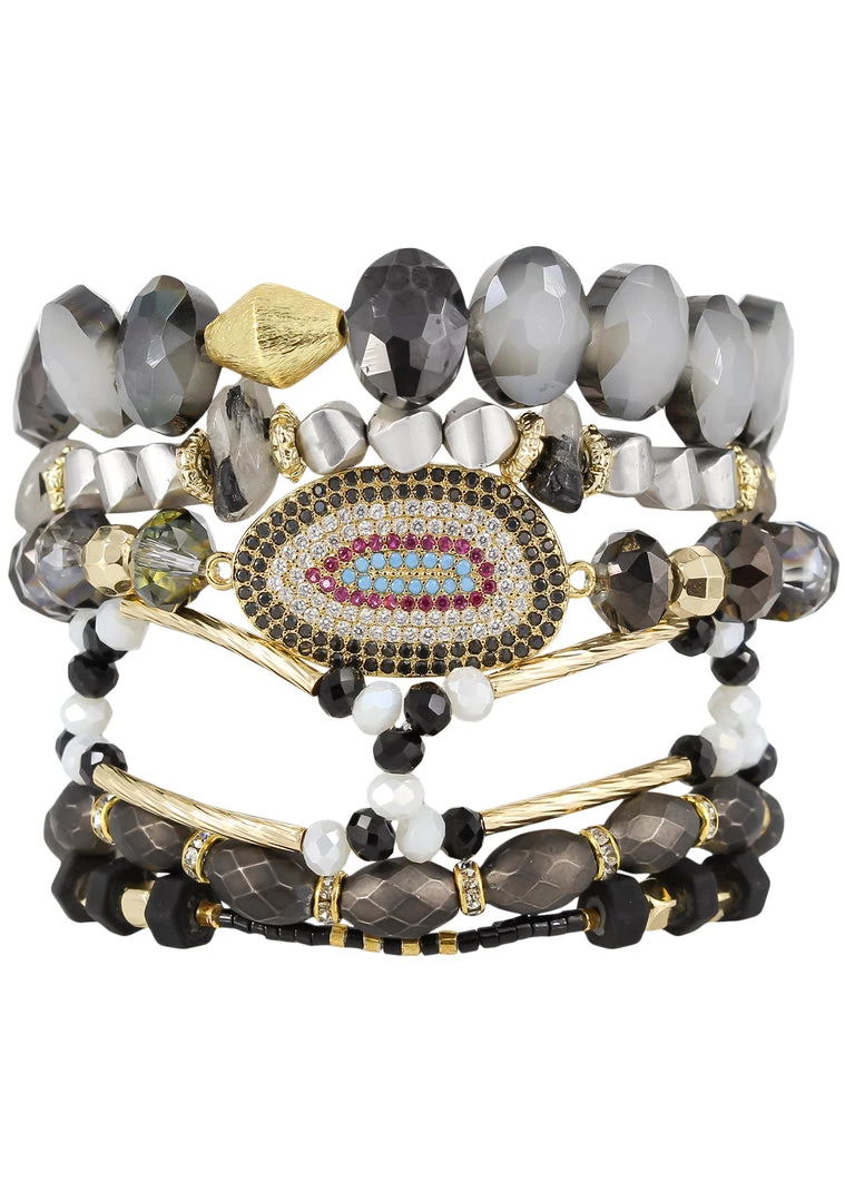 Erimish World Tour Black Orchid Bracelet Stack 4 Erimish World Tour Black Orchid Bracelet Stack