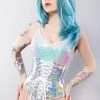 J Valentine Holographic Silver Hourglass Waist Cincher Mad World