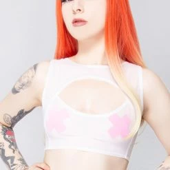 J Valentine The Raven Pure Dreams Mesh Keyhole Crop Top