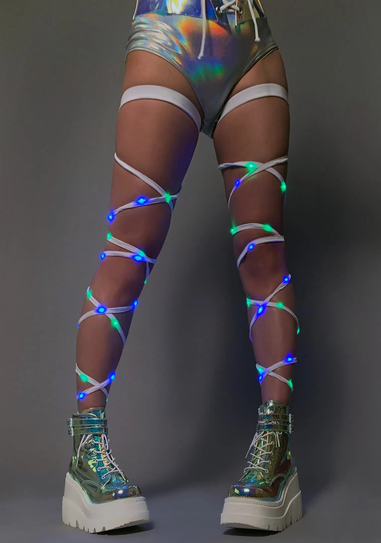 J Valentine The Great Fantastic Light Up Garter Leg Wraps In Blue/ Green