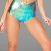 J Valentine Women's Festival Holographic High Waisted Shorts In Aqua