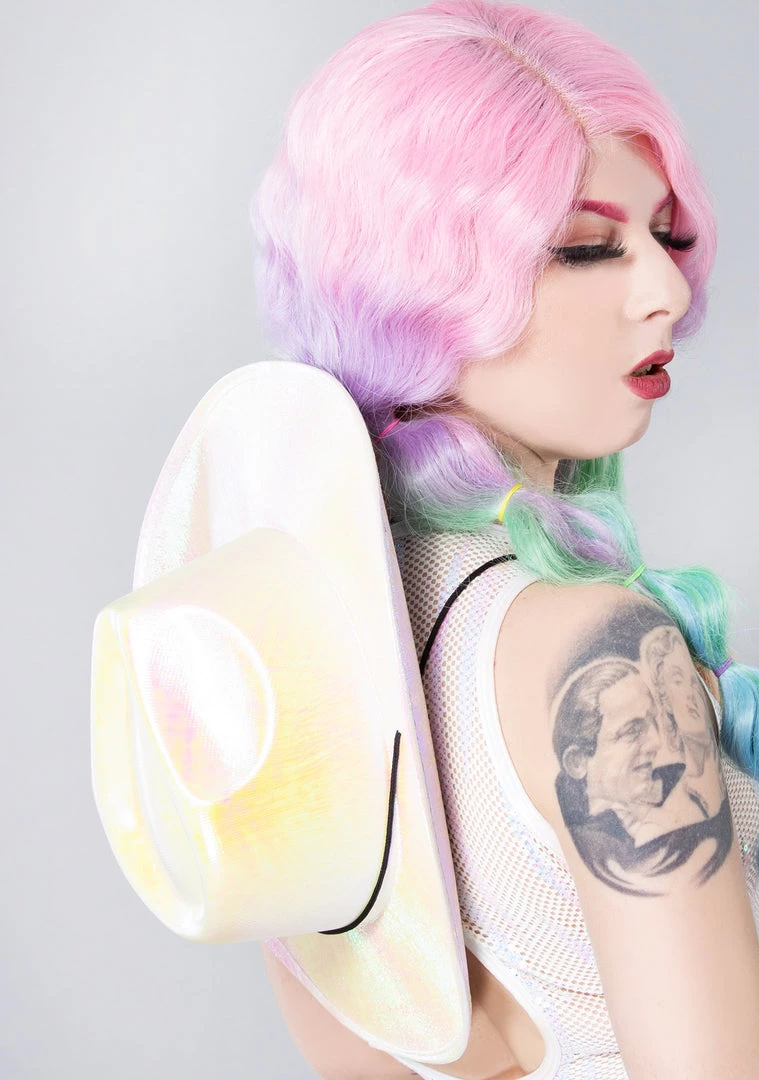 LASR Giddy Up Cowgirl Opalescence Festival Hat New 3 LASR Giddy Up Cowgirl Opalescence Festival Hat New