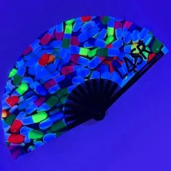 LASR New Happy Pills UV Reactive Rave Fan