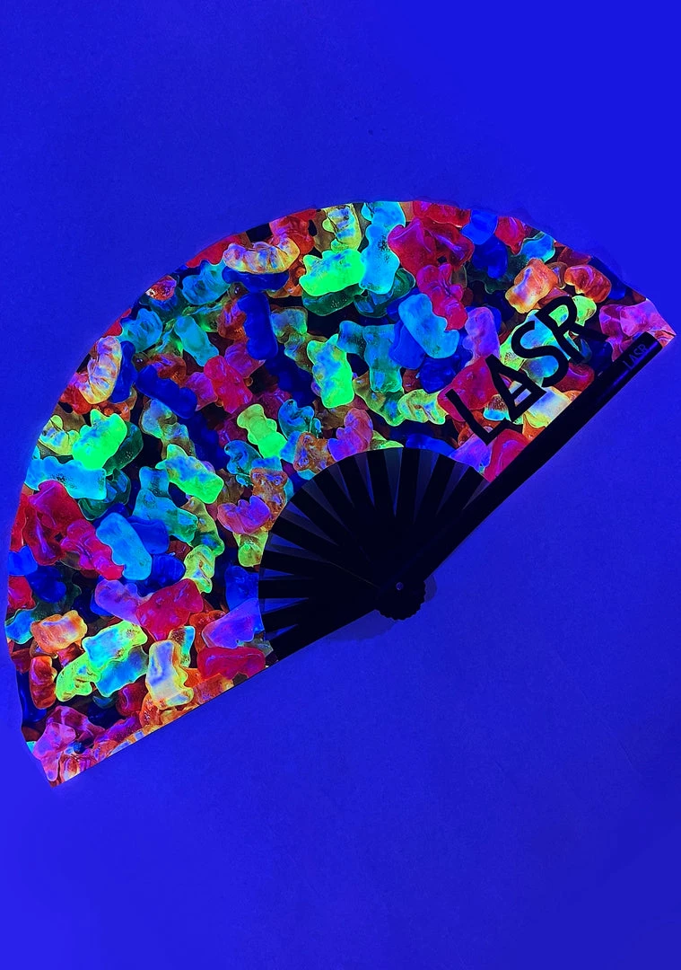 LASR Sugar High Gummy Bear UV Reactive Rave Fan 7 LASR Sugar High Gummy Bear UV Reactive Rave Fan