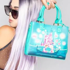 Loungefly X Disney Tangled Rapunzel Castle Glow Satchel Crossbody Bag New
