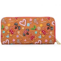 Loungefly X Disney Mickey Minnie Gingerbread AOP Zip Around Wallet Bags