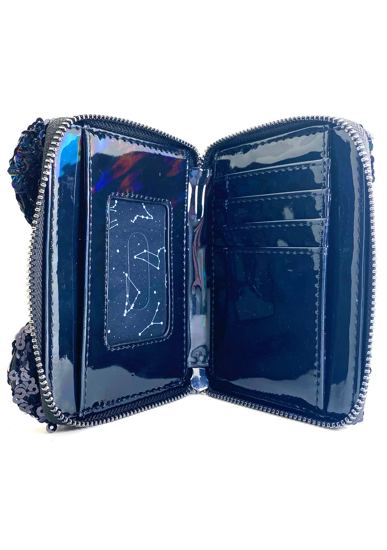Loungefly X LASR Exclusive Disney Celestial Dreams Black Holographic Sequin Minnie Zip Wallet New 7 Loungefly X LASR Exclusive Disney Celestial Dreams Black Holographic Sequin Minnie Zip Wallet New