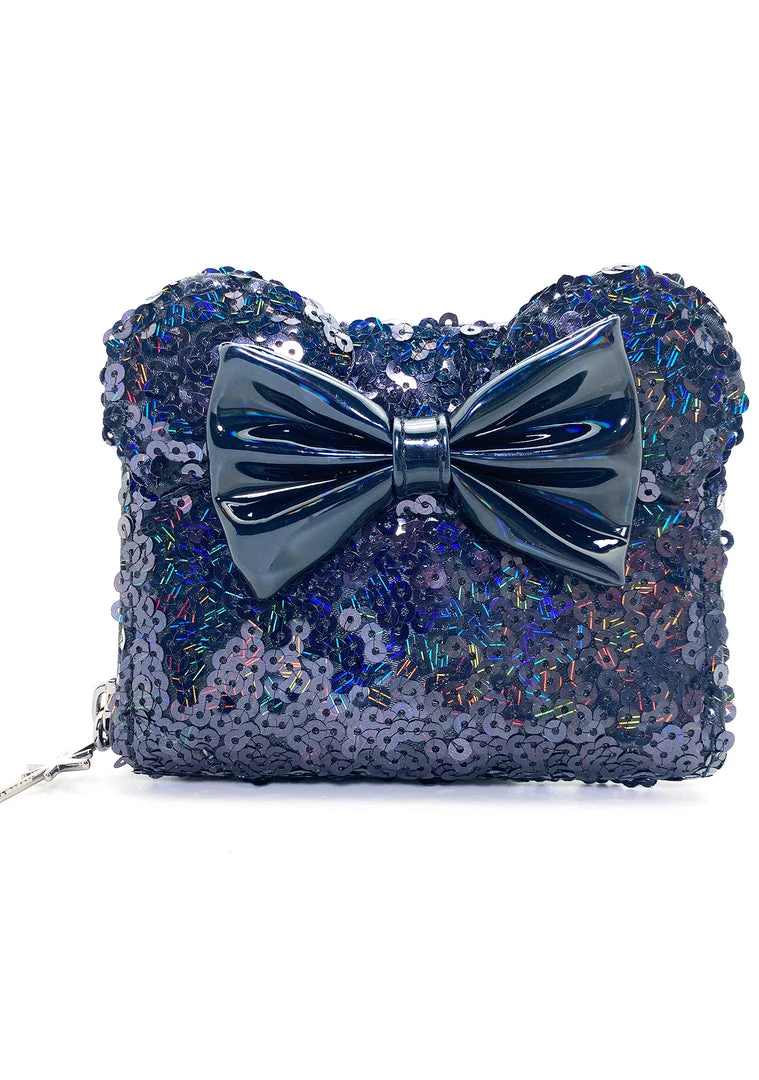 Loungefly X LASR Exclusive Disney Celestial Dreams Black Holographic Sequin Minnie Zip Wallet New 4 Loungefly X LASR Exclusive Disney Celestial Dreams Black Holographic Sequin Minnie Zip Wallet New