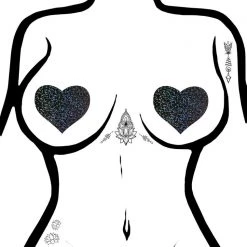 Pastease Love Glitter Heart Nipple Pasties In Black