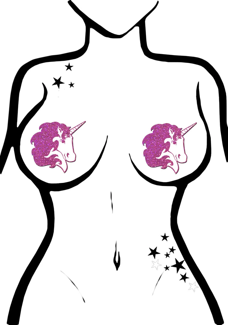 Pastease Accessories Glitter Unicorn Nipple Pasties In Hot Pink/White