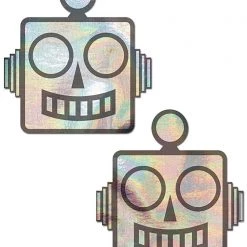 Pastease Holographic Robot Nipple Pasties In Silver Accessories