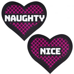 Pastease Love Naughty & Nice Heart Nipple Pasties In Black/Pink