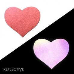 Pastease Accessories Love Reflective Heart Nipple Pasties In Red
