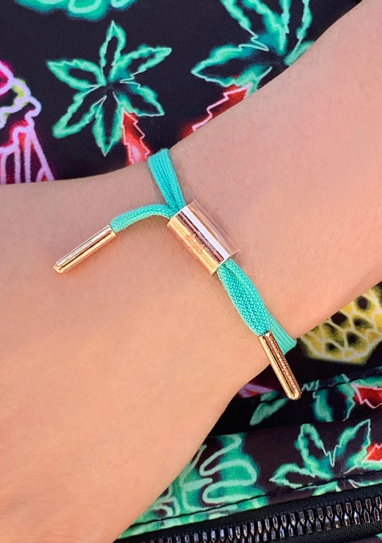 Rastaclat Brandy Women's Single Lace Bracelet In Turquoise/Rose Gold Accessories