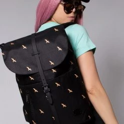 Spiral Golden Raven Festival Backpack In Black