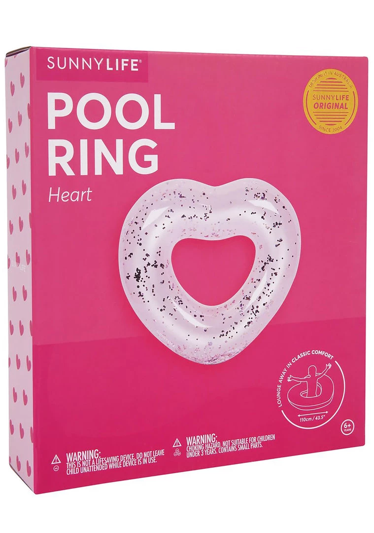 SunnyLife Pink Heart Glitter Pool Ring Accessories 6 SunnyLife Pink Heart Glitter Pool Ring Accessories