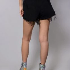 UNIQ Women's Festival Ripped Up Hi Waisted Denim Shorts