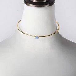 Wanderlust + Co Mia Choker In Gold/Sky