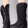 Y.R.U. World Tour Bad B Fringe Platform Boots In Black