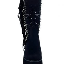 Y.R.U. World Tour Bad B Fringe Platform Boots In Black