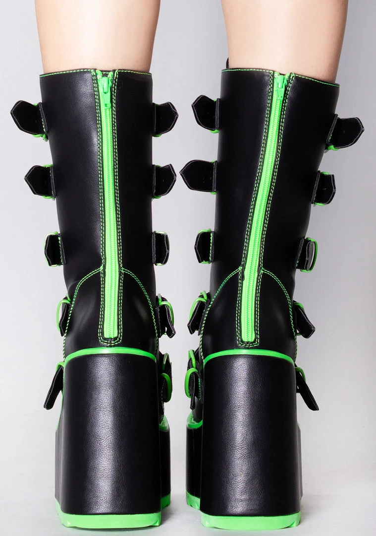 Y.R.U. Dune Alien Platform Boots In Black Green 5 Y.R.U. Dune Alien Platform Boots In Black Green