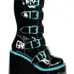 Y.R.U. Dune Butterfly Platform Boots In Black Teal 12 Y.R.U. Dune Butterfly Platform Boots In Black Teal