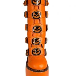Y.R.U. Dune Jackolantern Platform Boots In Orange New