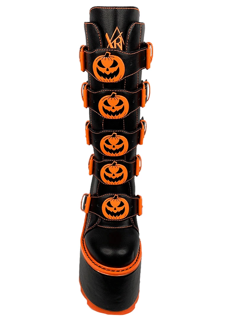 Y.R.U. Dune Jackolantern Platform Boots In Black Orange Shoes 8 Y.R.U. Dune Jackolantern Platform Boots In Black Orange Shoes