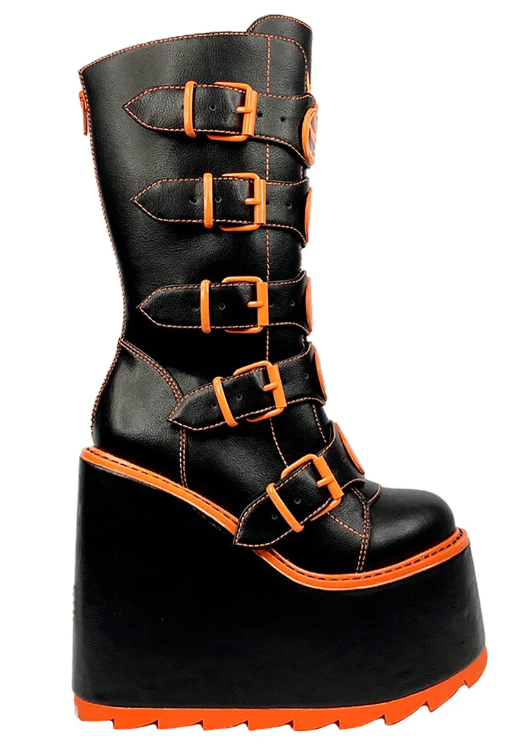 Y.R.U. Dune Jackolantern Platform Boots In Black Orange Shoes 7 Y.R.U. Dune Jackolantern Platform Boots In Black Orange Shoes