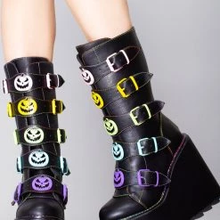 Y.R.U. Dune Jackolantern Platform Boots In Black Pastel Shoes