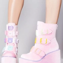 Y.R.U. Mad World Dune Lo Care Bears Platform Boots In Pink