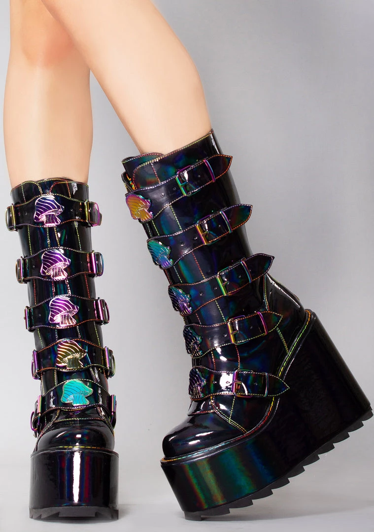 Y.R.U. Dune Mushroom Platform Boots In Black Multicolor 4 Y.R.U. Dune Mushroom Platform Boots In Black Multicolor