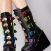 Y.R.U. Dune Rainbow Platform Boots In Black Shoes